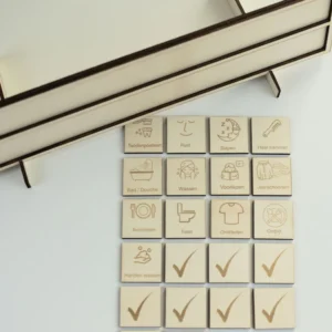 Dag/avondroutine set pictogrammen + houder